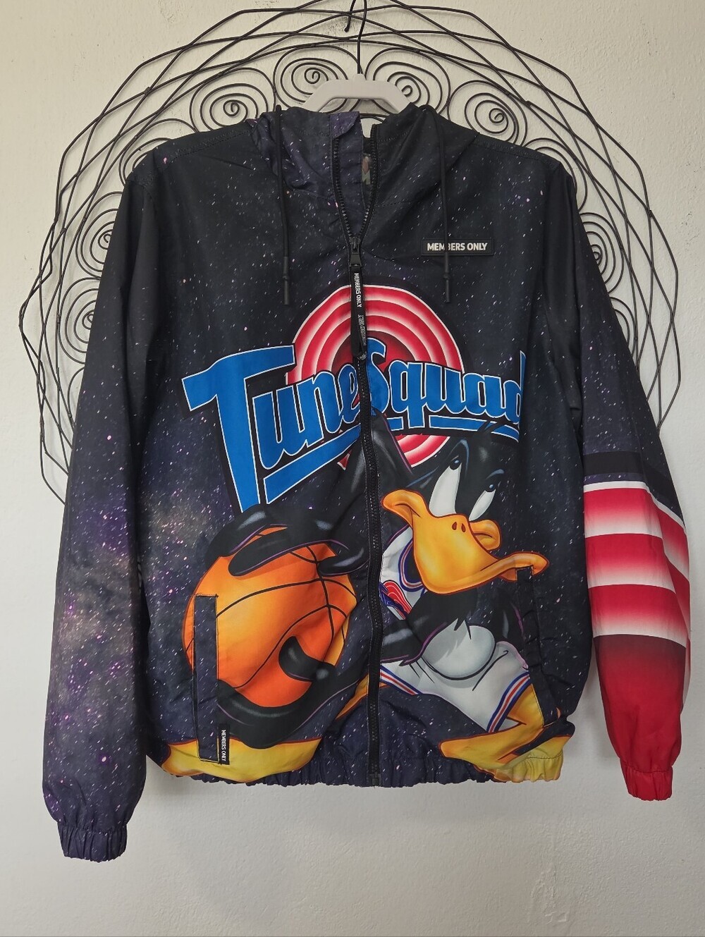 Members Only Space Jam Taz & Bugs Bunny Hooded Windbreaker Jacket Men's Medium